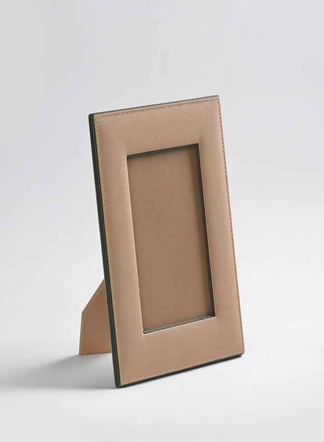 CASA BOTANICAL Dual Tone Hand Crafted Faux Leather Photo Frame Tabletop Decor for Home and Office| Perfect Birthday or Anniversary Gift Size: 8×10 Inches (Inner Size 4×6.5 Inches) Stylish Decorative Picture Frame-Beige - Image 5